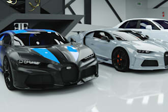 design 3d car showroom, 3d commercial product showroom, 3d interior and exterior
