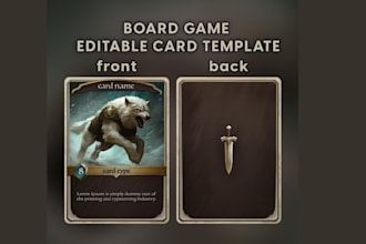custom fantasy trading card design, tcg cards, boardgame, tgc icons, card frame