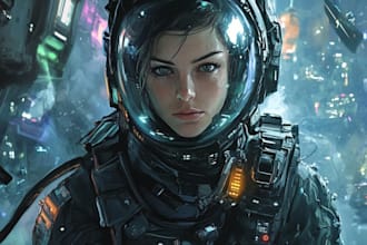 make sci fi character illustration or sci fi character art