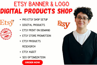 design boho style etsy banner, logo, branding kit, custom thank you card