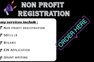 non profit registration, draft 501c3 nonprofit, corporate bylaws, cage code, ei
