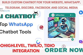 custom ai chatbot for website, whatsapp, telegram, shopify store, gohighlevel