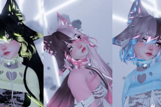 custom vrchat avatar furry avatar avi anime vr character 3d model fursona unity