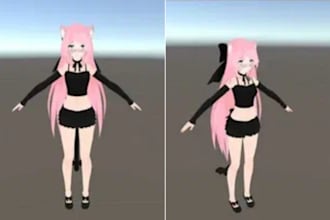 create clothing model and 3d character for  vr chat avatar  and second life