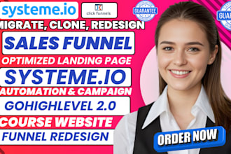 migrate, redesign, and optimize your sales funnel to systeme io, gohighlevel