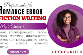 ghostwrite fiction ebook, romance, line editing, story writing, sci fi