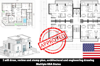 stamp design architectural drawing floor plan licensed architect city permit