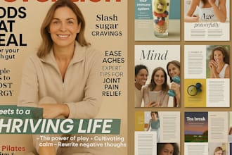 magazine design, catalog, booklet, newsletter, magazine layout, flyer,