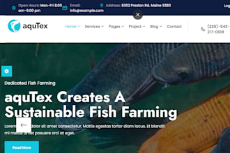 design fish farm, aquaculture, agriculture farm, fishing website