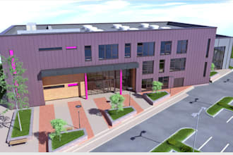 do 3d warehouse rendering, exterior, interior design, commercial building design