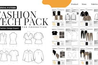 make sewing pattern and pattern grading for apparel design and tech pack