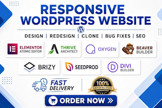 wordpress website elementor, thrive, beaver, brizy, oxygen, seedprod, divi