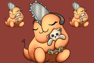 create custom cute chibi emotes, anime stickers, twitch, badges, discord, vtuber