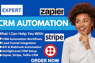 setup gohigh level crm automation,stripe, twilo, calendly zapier crm integration