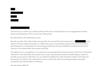 a compilation with signed letter by CPA