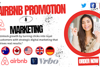 do airbnb promotion, booking, vrbo marketing, airbnb listing  to get booking