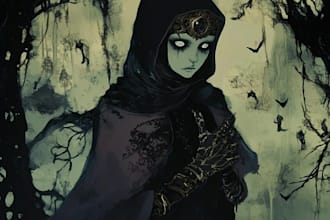 draw fantasy horror art illustration or dark creepy