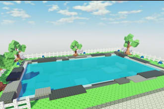 build high quality, low poly level roblox map, terrain map, tycoon map, city map