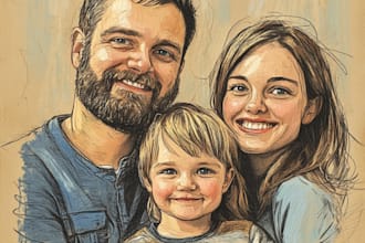 hand draw your pencil family portrait