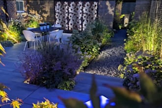 design landscape, garden, backyard, terrace and pool