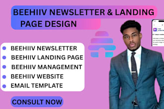 do full beehiiv setup newsletter design landing page website management