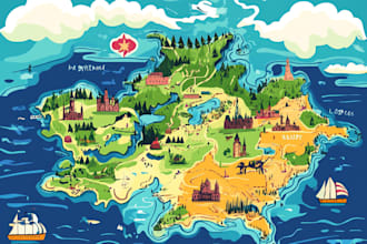 draw beautiful map in vector illustration