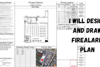 design a complete set of fire alarm drawings, and electricalplan and calculation