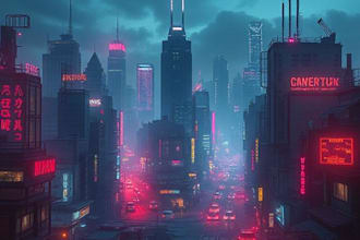 make science fiction, cyberpunk city fantasy art illustration