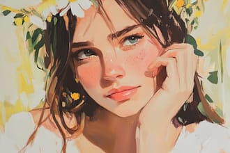 do hand drawn illustration by gouache or oil painting