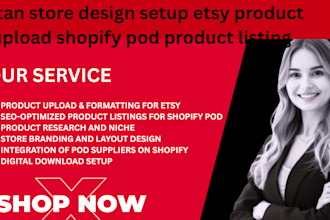 set up stan store design setup etsy product upload  shopify pod product