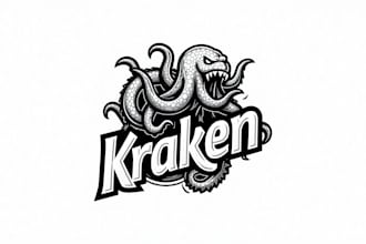 do kraken x black and white mascot logo design