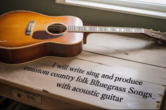 write sing and produce custom country folk  bluegrass songs with acoustic guitar