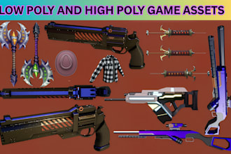 create low poly high poly 3d game assets vr game environment terrain modeling