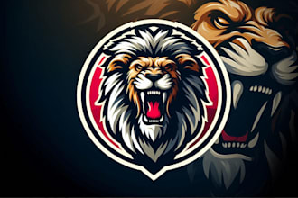do wild lion roaring logo mascot design