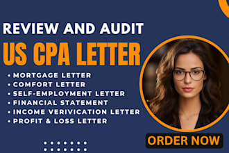 provide US CPA, audit financial statement, comfort letter, mortgage, tax return