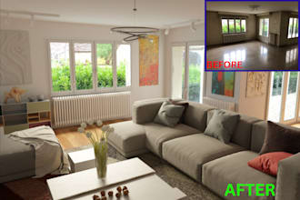 do realistic virtual staging, virtual home renovation of your listing in 24hrs
