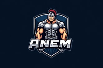 do awesome muscle spartan esport for fitness mascot logo design