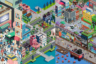 custom 3d isometric infographics flowcharts and festival map vector designs
