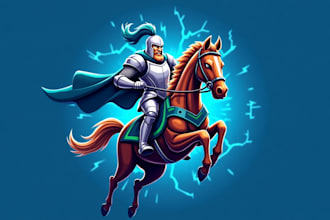 do awesome knights with horse jump esport mascot logo design