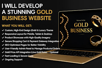 design a stunning gold website, diamonds mining website, refinery website