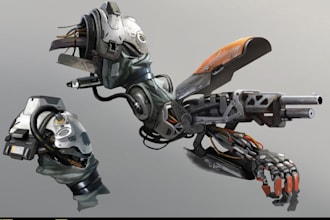 model 3d sci fi gun,robot arm gun,firearm for fortnite game,baseball batmini gun