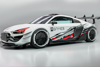 model 3d car for game,audi r8,fusion 360,sport car render,bodykit,livery,blender