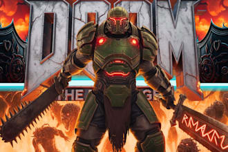 create a doom the dark ages thumbnail for your videos