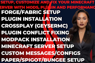 setup, customize and fix your minecraft server with mods, plugin and performance