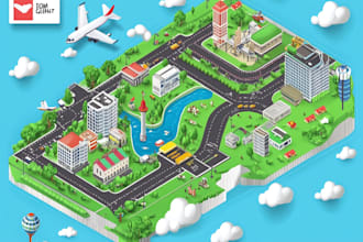 create a stunning isometric map vector from aerial photos