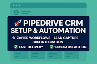setup, automate, and integrate pipedrive CRM with zapier and workflow automation