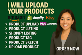 product upload to shopify woocommerce wordpress ebay etsy seo product listing