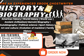 write kindle american history, biography, political science, memoir ebook writer