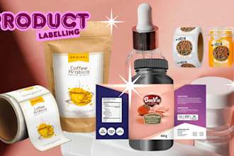do product label design, packaging design, supplement and 3d bottle label mockup