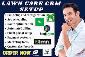 setup lawn care CRM turfhop realgreen arborgold yardbook lmn urable landscaping